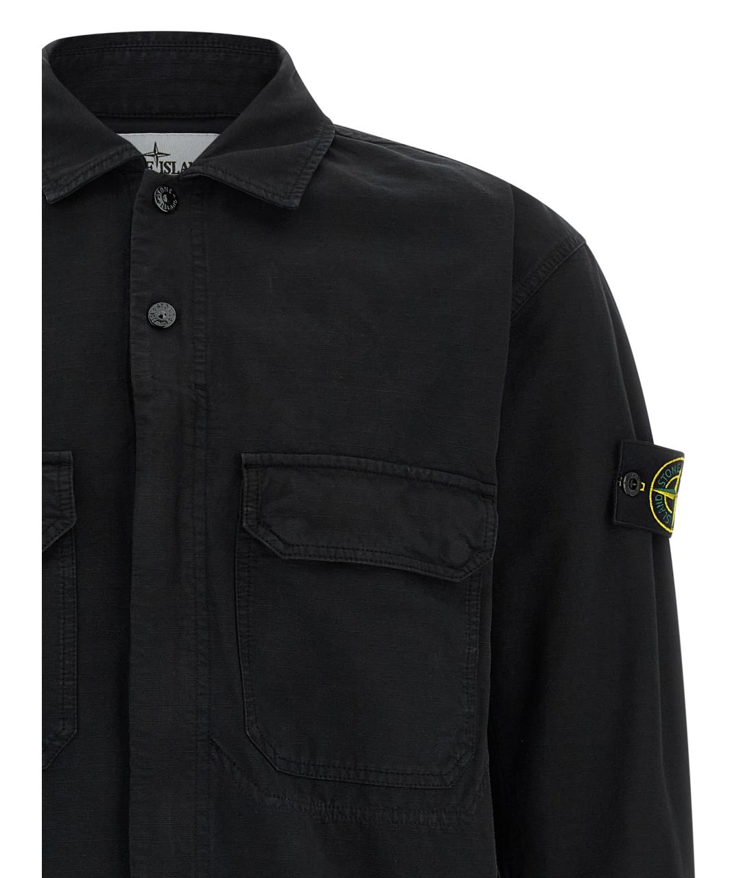 STONE ISLAND Черная хлопковая кэжуал рубашка, фото 3