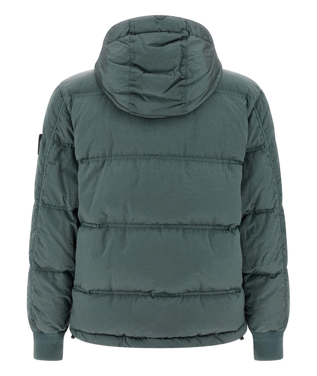 STONE ISLAND Зеленый полиамидовый пуховик, фото 2