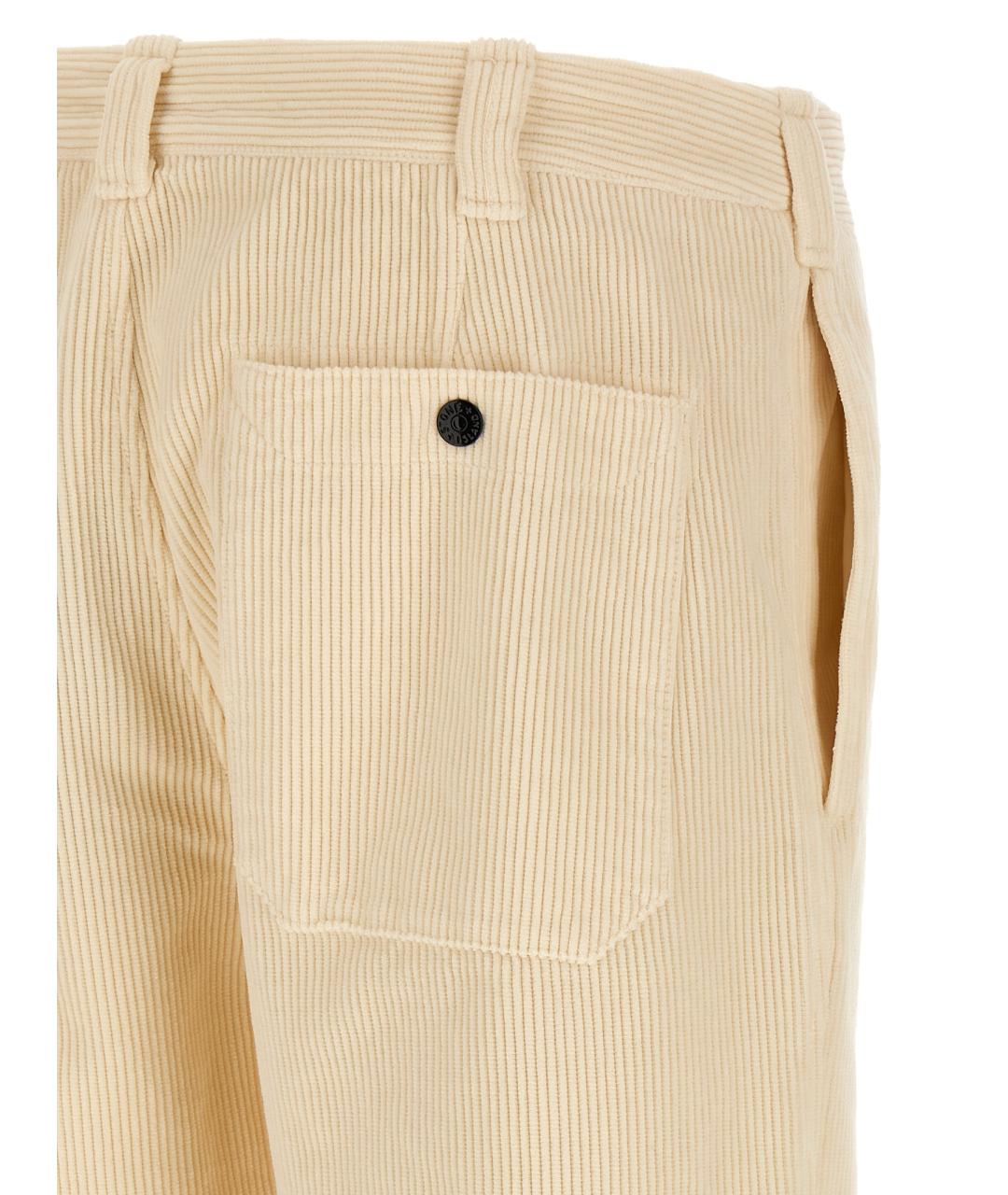STONE ISLAND Бежевые хлопковые повседневные брюки, фото 4