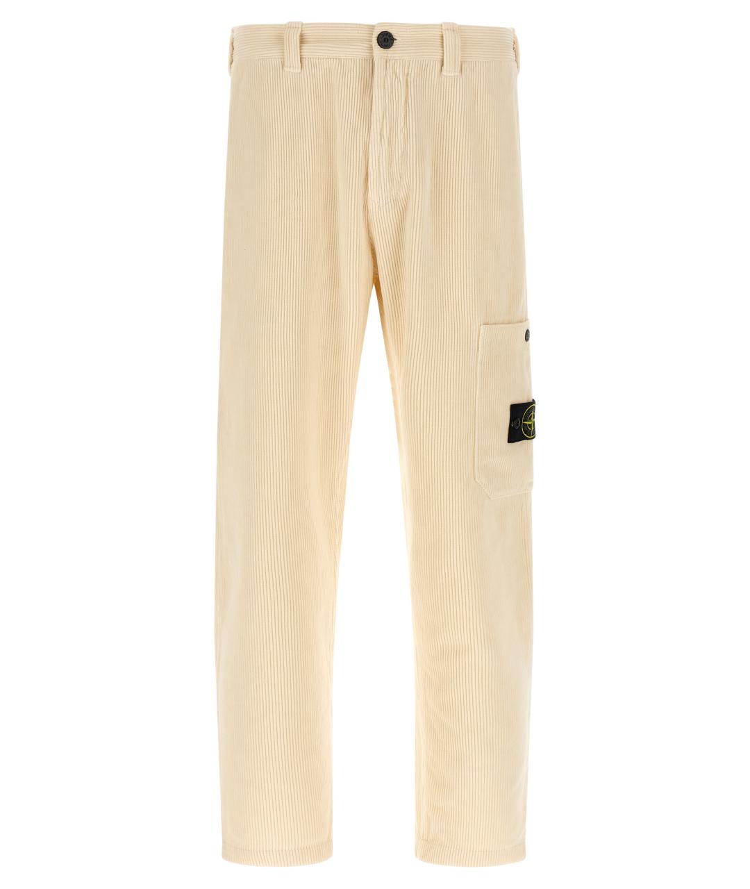 STONE ISLAND Бежевые хлопковые повседневные брюки, фото 1