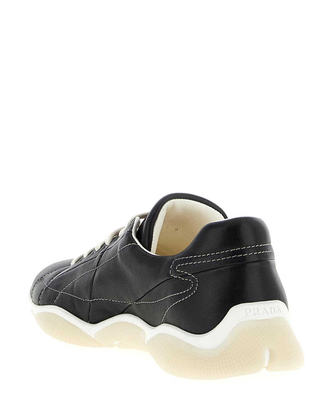 PRADA Черные кожаные низкие кроссовки / кеды, фото 3
