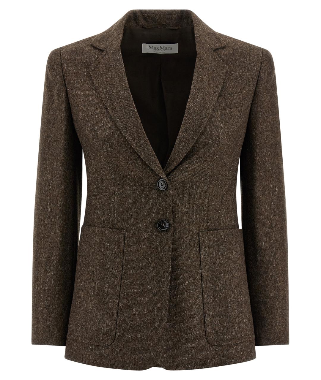 MAX MARA Коричневый шерстяной жакет/пиджак, фото 1