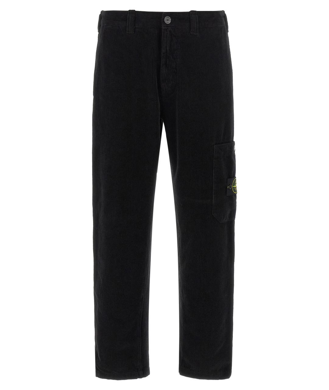 STONE ISLAND Черные хлопковые повседневные брюки, фото 1