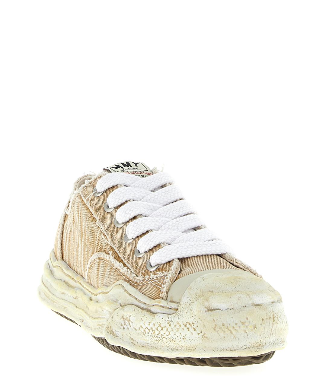 MAISON MIHARA YASUHIRO Бежевые текстильные низкие кроссовки / кеды, фото 2