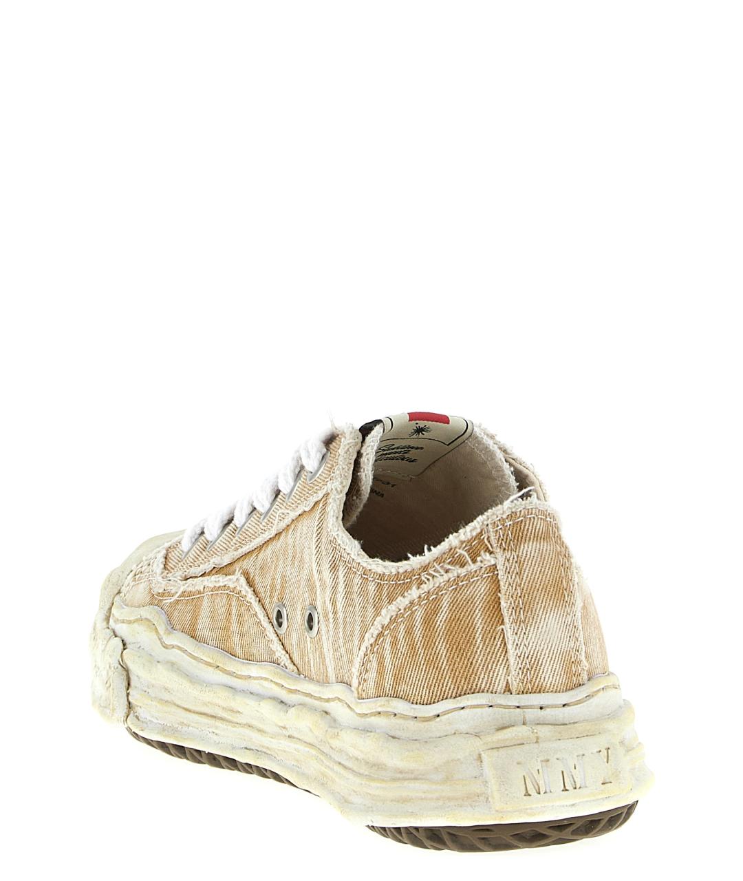 MAISON MIHARA YASUHIRO Бежевые текстильные низкие кроссовки / кеды, фото 3