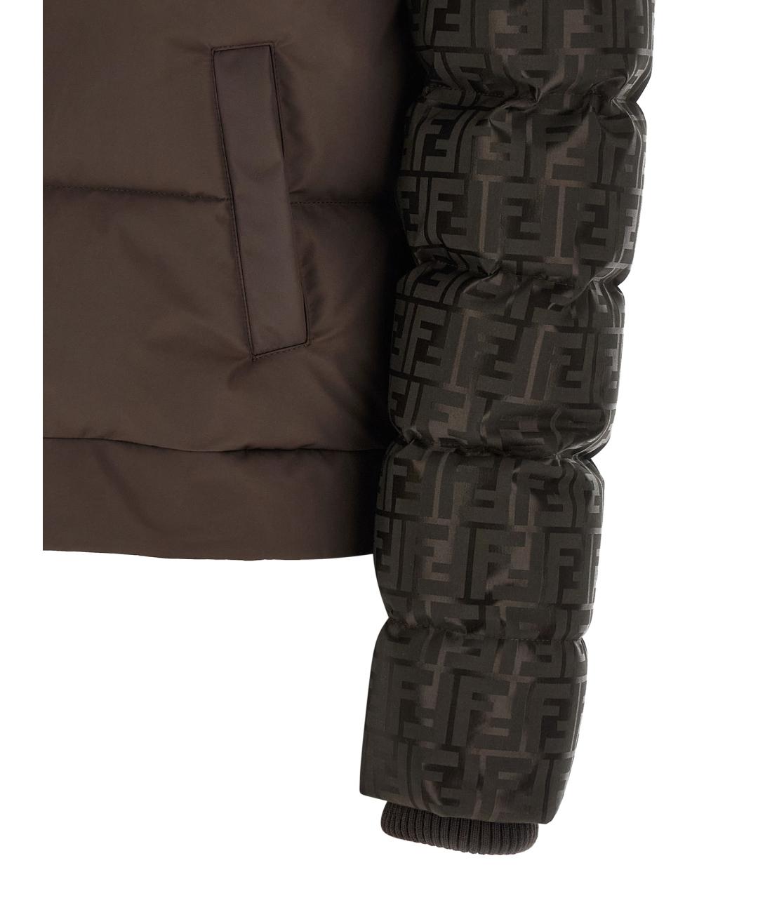 FENDI Коричневый полиамидовый пуховик, фото 4