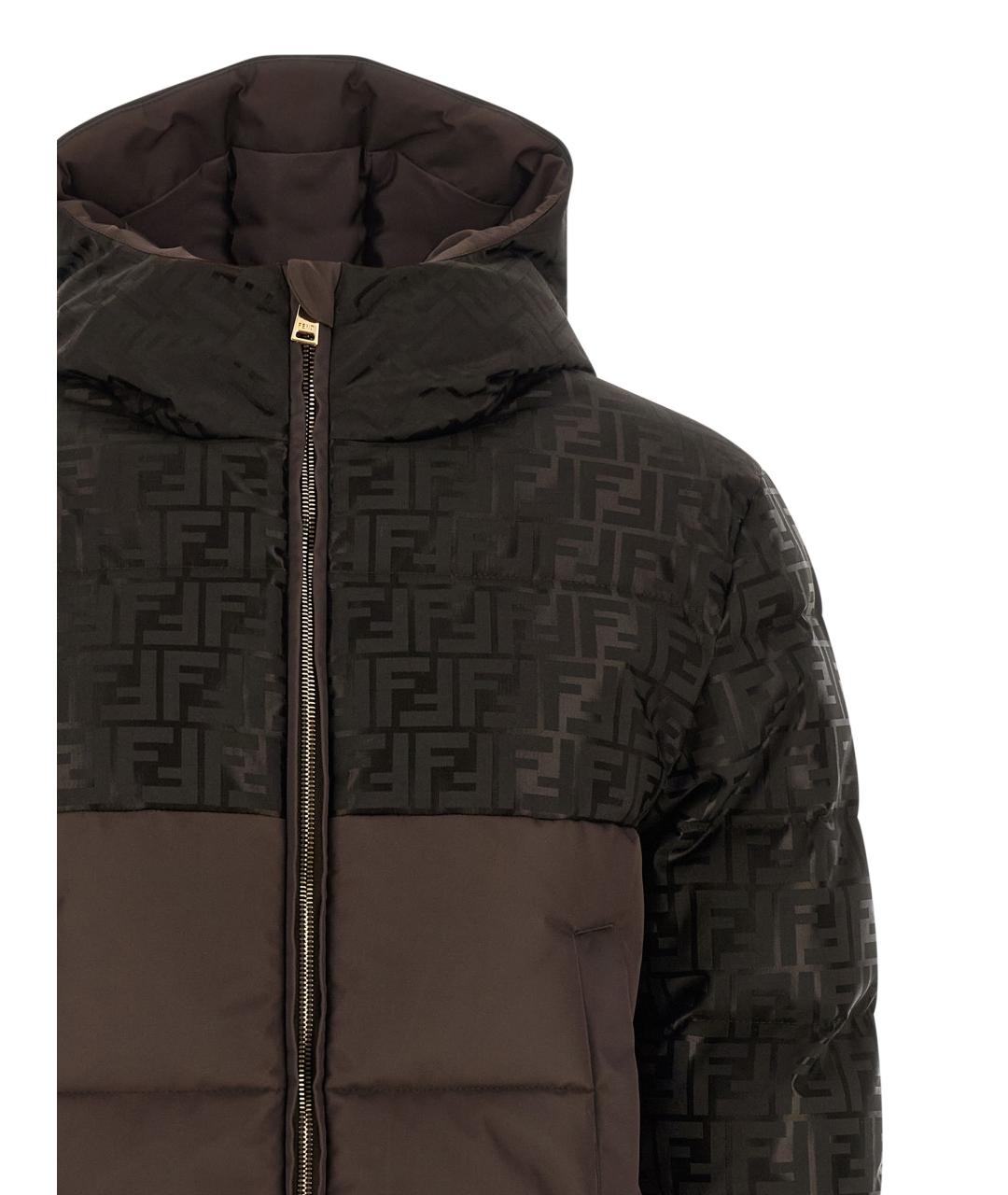 FENDI Коричневый полиамидовый пуховик, фото 3