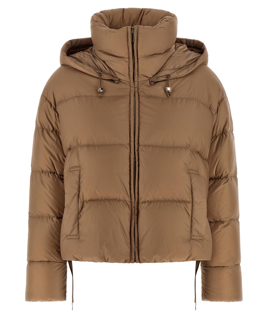 MAX MARA Коричневый полиамидовый пуховик, фото 1