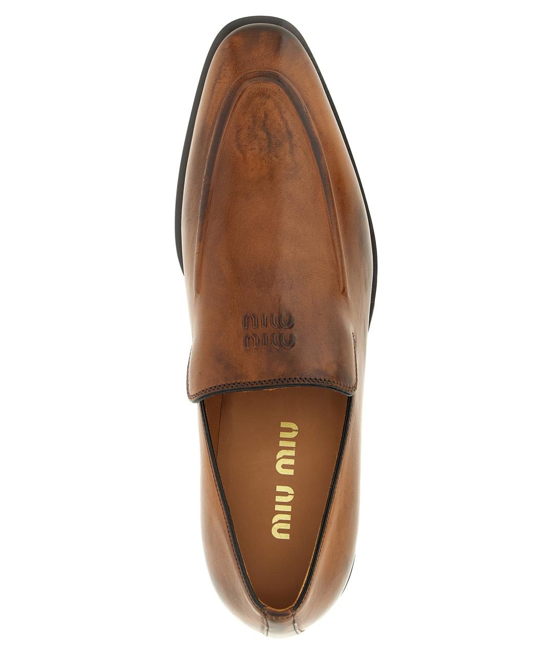 MIU MIU Коричневые кожаные лоферы, фото 4