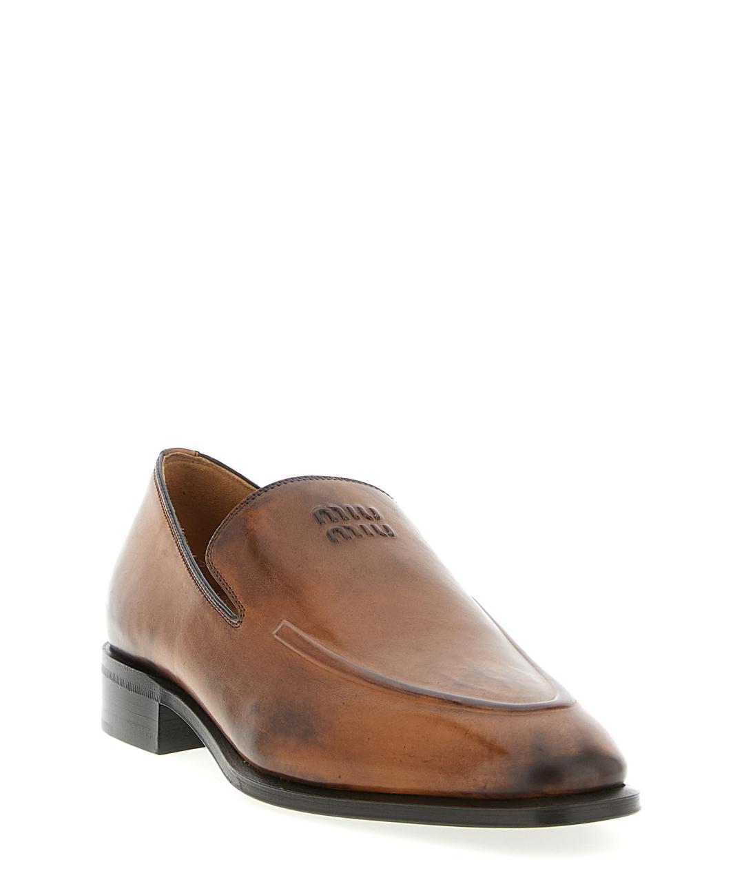 MIU MIU Коричневые кожаные лоферы, фото 2