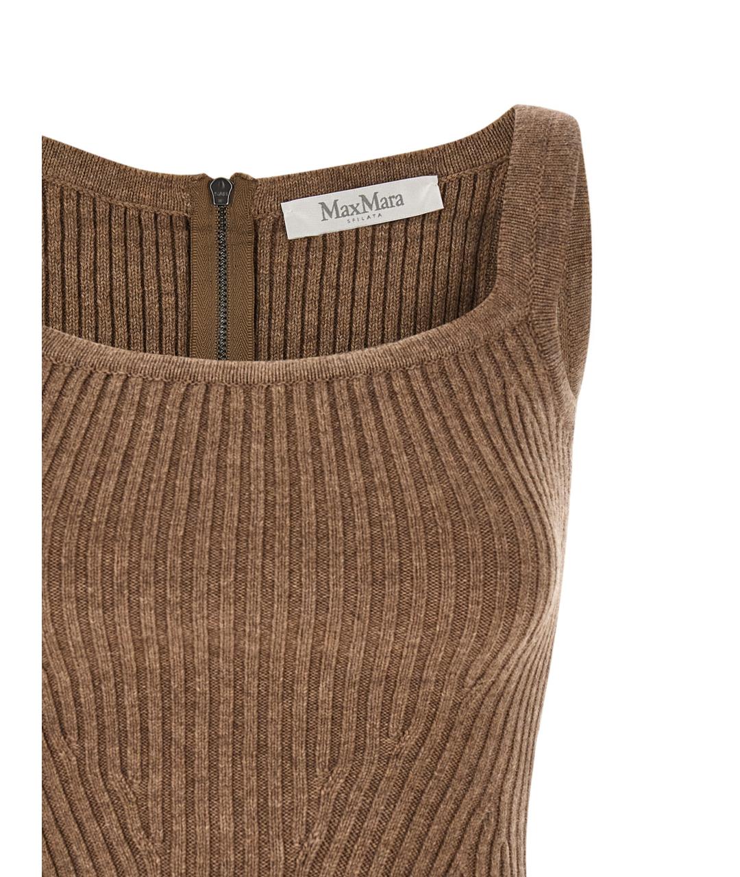MAX MARA Коричневая хлопковая майка, фото 3