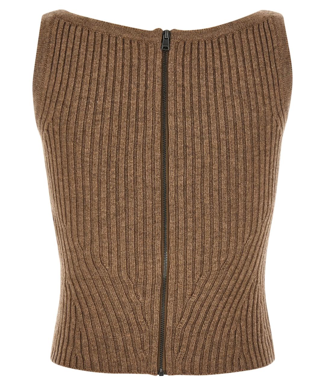 MAX MARA Коричневая хлопковая майка, фото 2