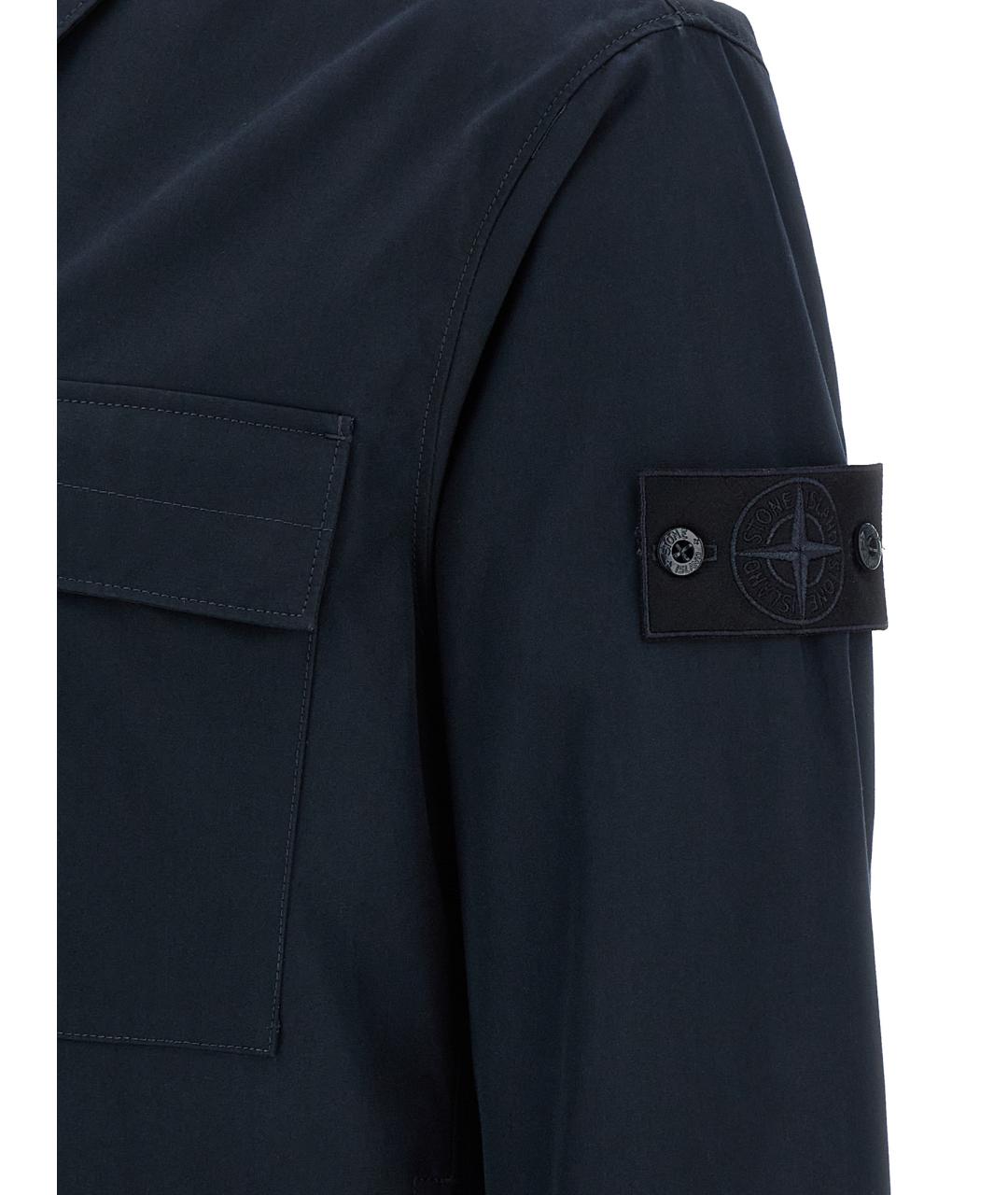 STONE ISLAND Синяя хлопковая кэжуал рубашка, фото 4