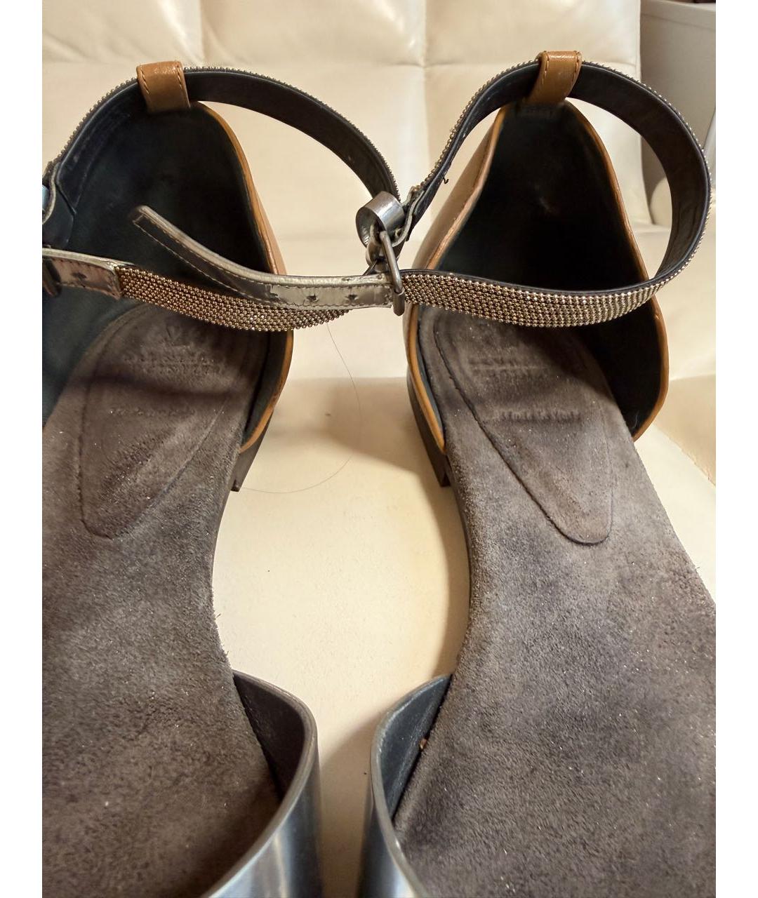 BRUNELLO CUCINELLI Мульти кожаные лодочки на низком каблуке, фото 4