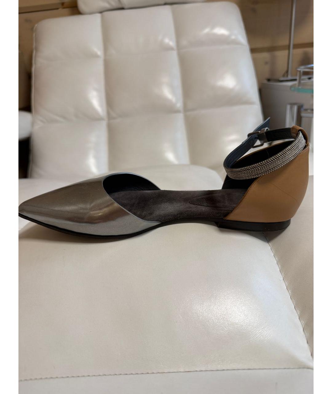 BRUNELLO CUCINELLI Мульти кожаные лодочки на низком каблуке, фото 7