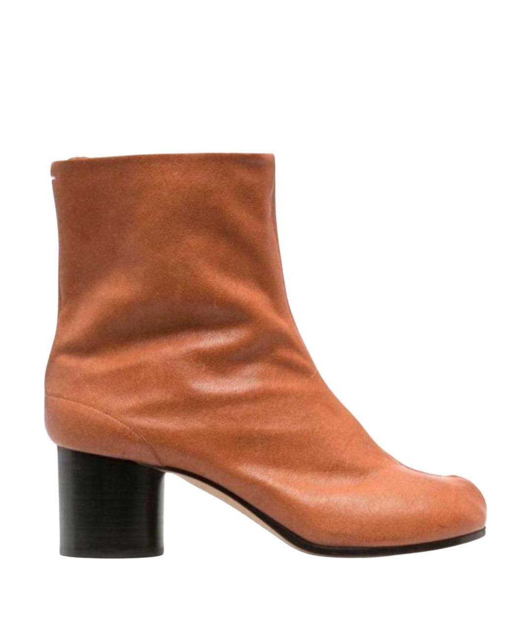 MAISON MARGIELA Оранжевое кожаные ботильоны, фото 1