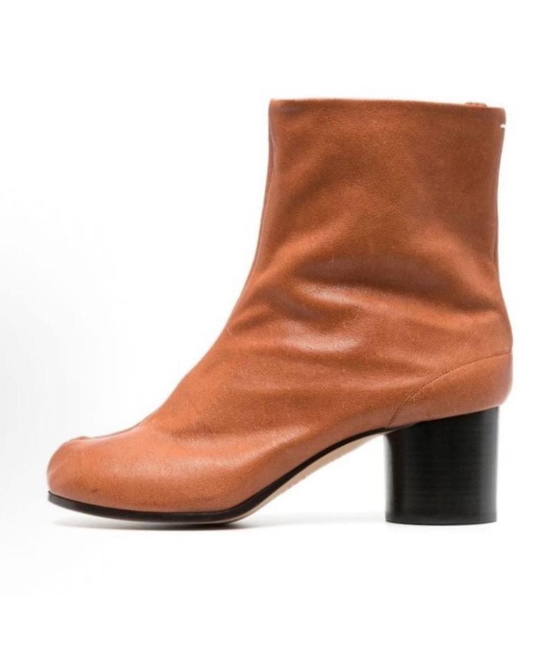 MAISON MARGIELA Оранжевое кожаные ботильоны, фото 2