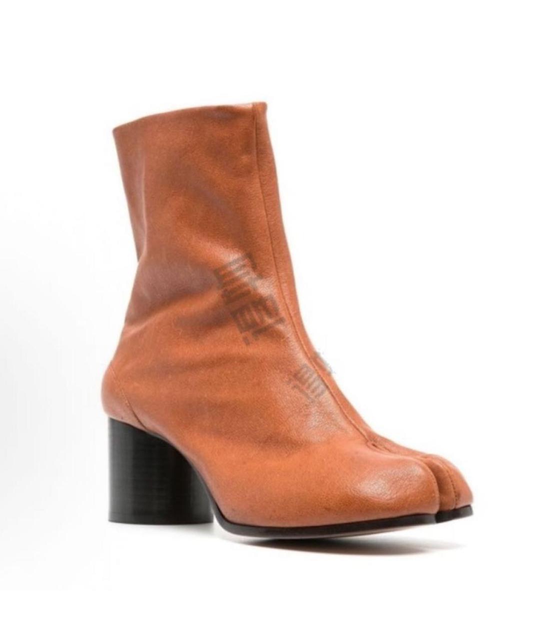 MAISON MARGIELA Оранжевое кожаные ботильоны, фото 3