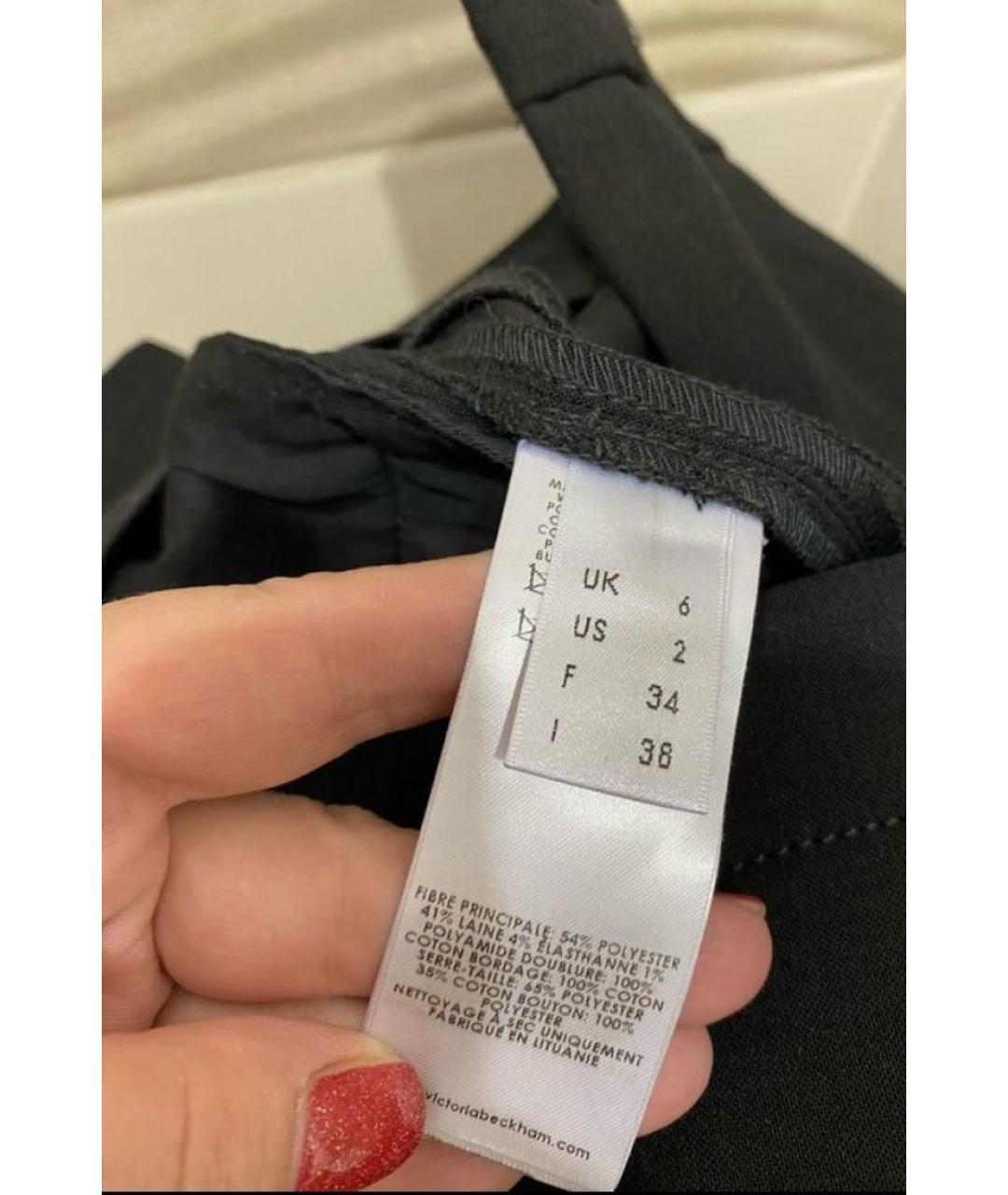 VICTORIA BECKHAM Черные полиэстеровые брюки широкие, фото 7