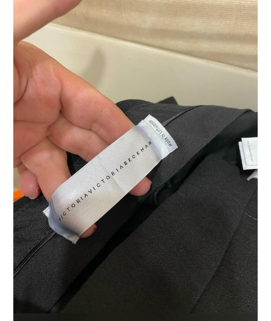 VICTORIA BECKHAM Черные полиэстеровые брюки широкие, фото 5