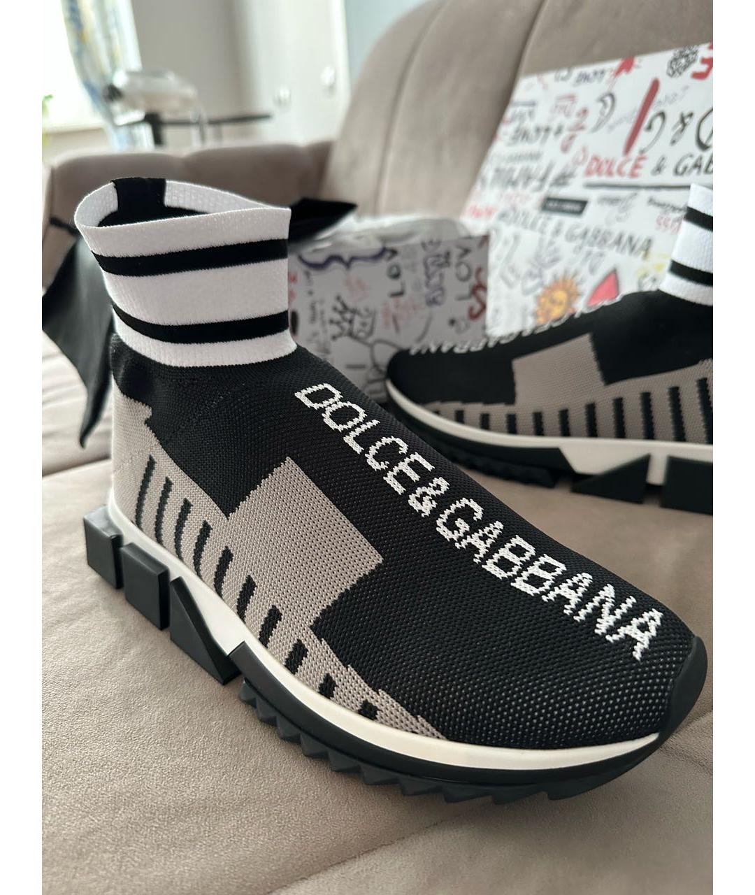 DOLCE&GABBANA Черные текстильные кроссовки, фото 2