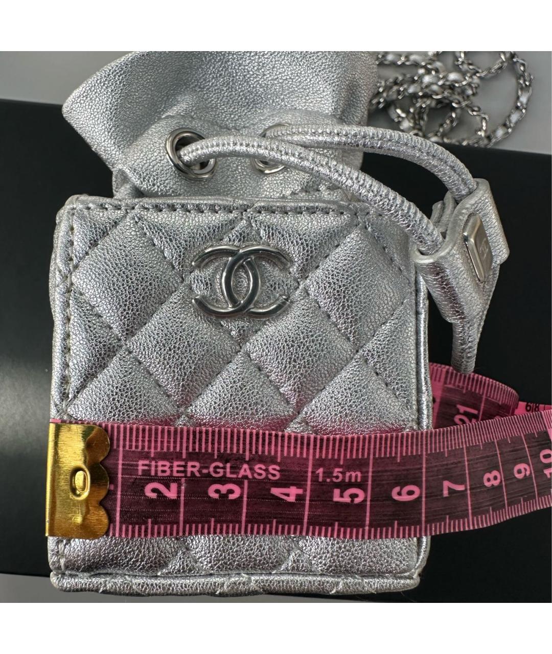 CHANEL Серебряная кожаная сумка через плечо, фото 6