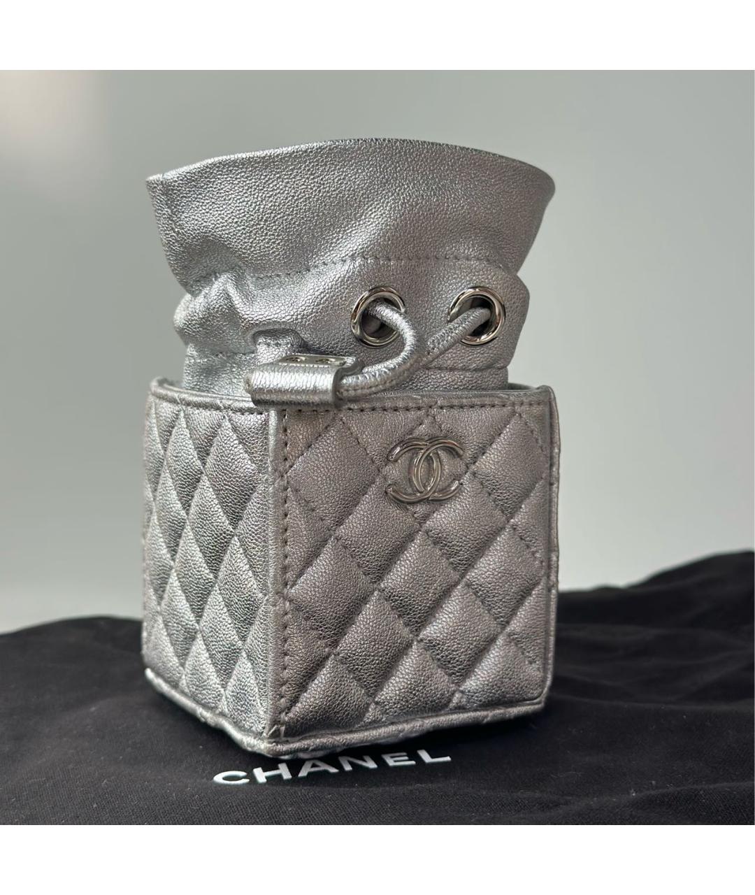 CHANEL Серебряная кожаная сумка через плечо, фото 3