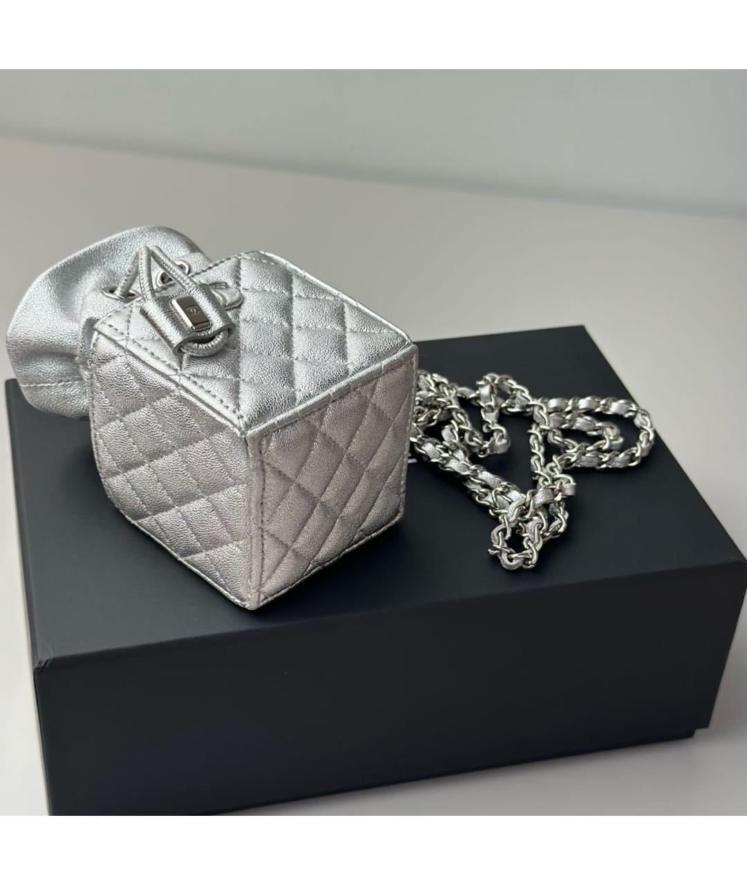 CHANEL Серебряная кожаная сумка через плечо, фото 7