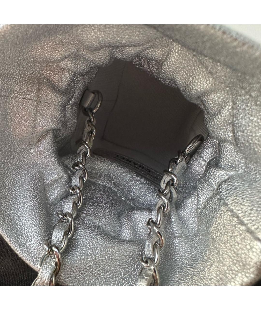CHANEL Серебряная кожаная сумка через плечо, фото 8