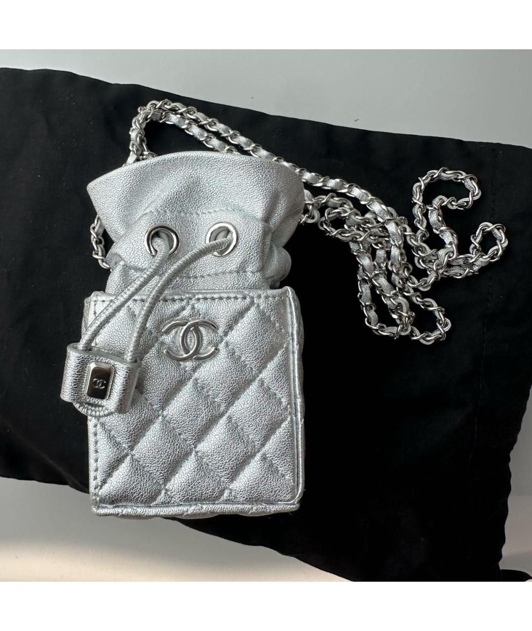 CHANEL Серебряная кожаная сумка через плечо, фото 4