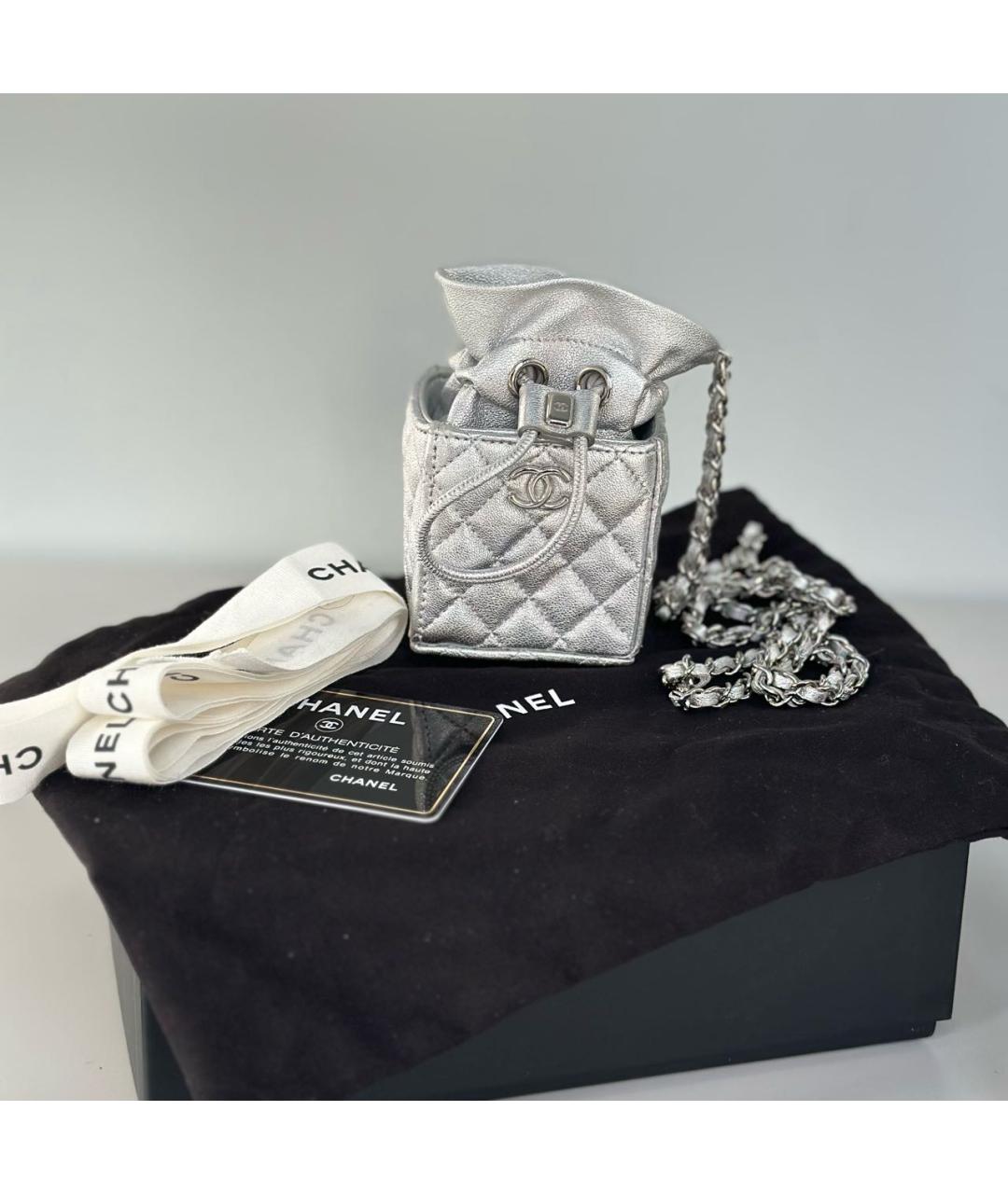 CHANEL Серебряная кожаная сумка через плечо, фото 5