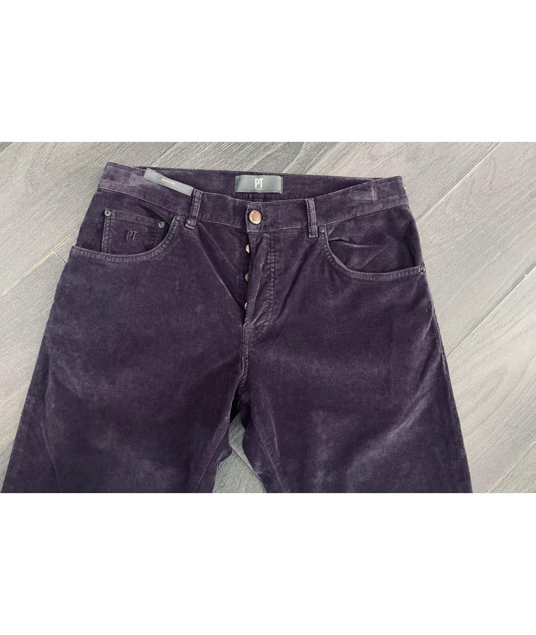 PT TORINO Фиолетовые бархатные повседневные брюки, фото 3