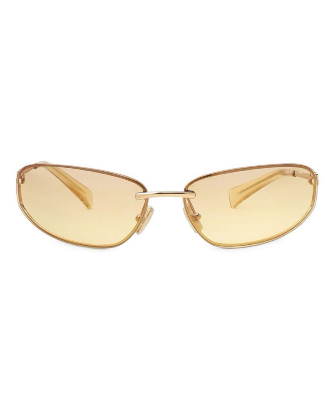 MIU MIU Золотые металлические солнцезащитные очки, фото 2