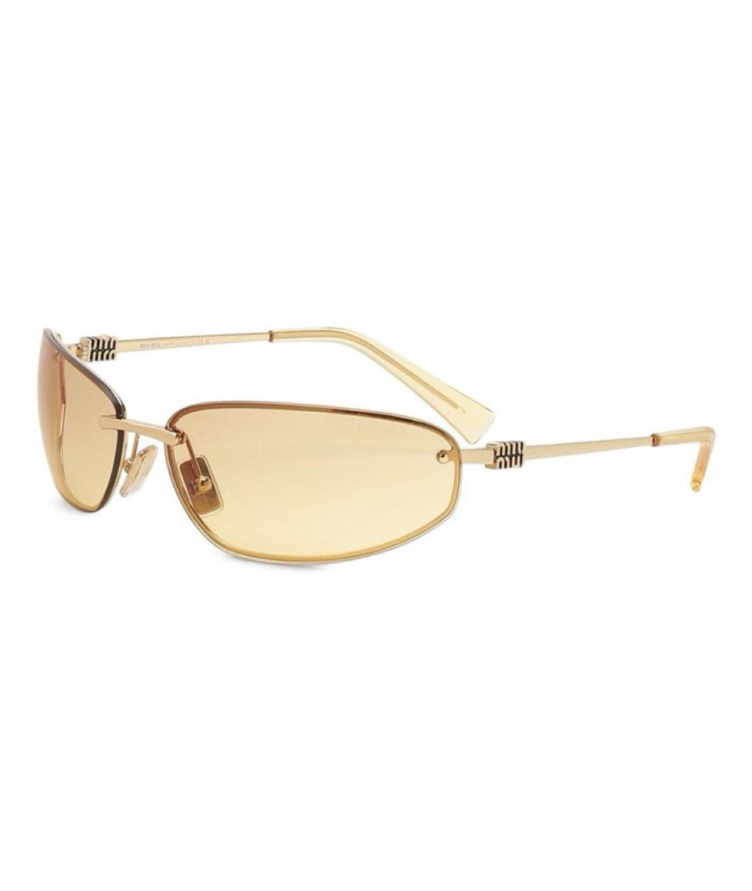 MIU MIU Золотые металлические солнцезащитные очки, фото 6