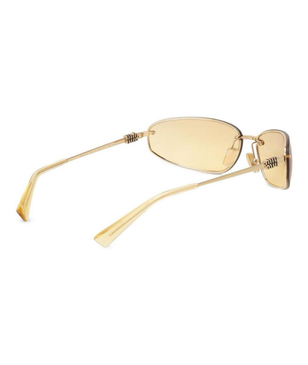 MIU MIU Золотые металлические солнцезащитные очки, фото 3