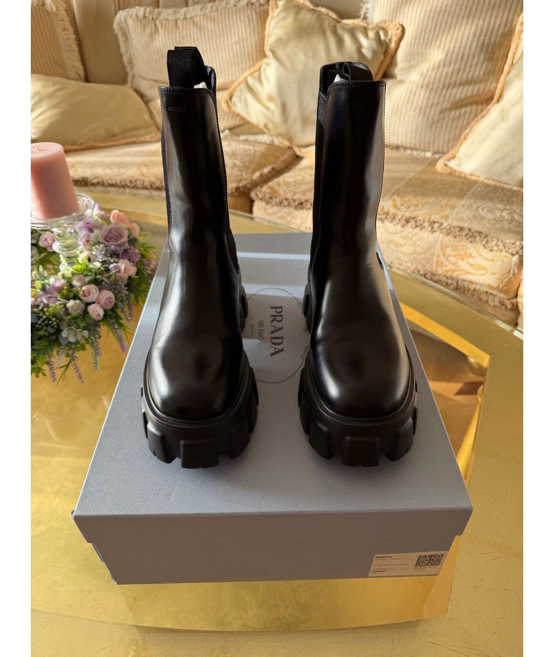 PRADA Черные кожаные ботинки, фото 2