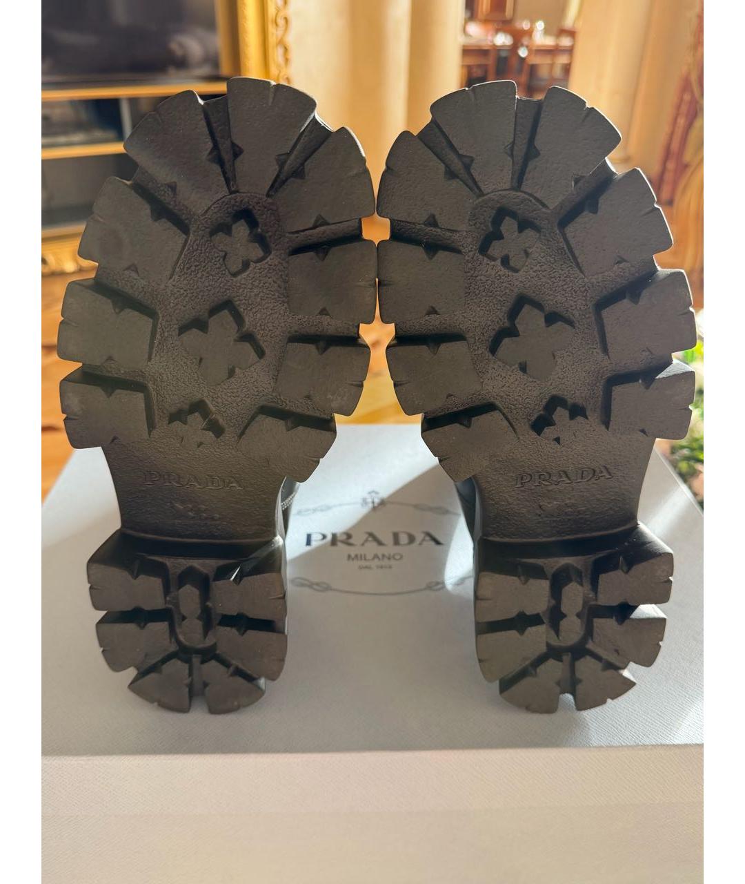 PRADA Черные кожаные ботинки, фото 5