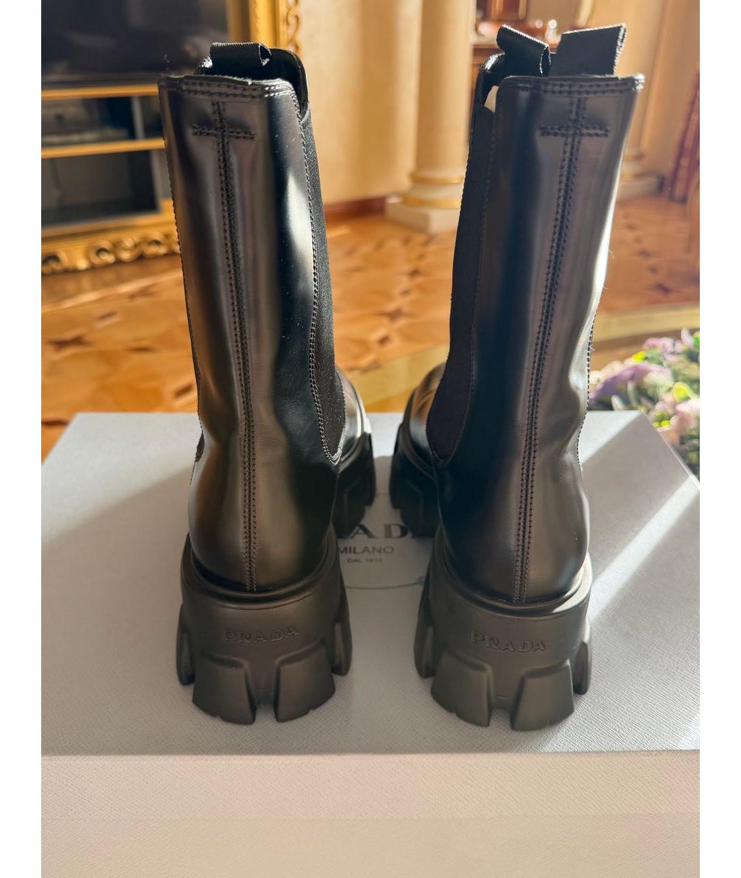 PRADA Черные кожаные ботинки, фото 4