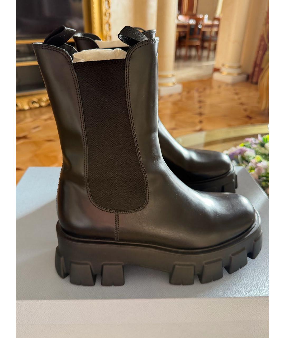 PRADA Черные кожаные ботинки, фото 9