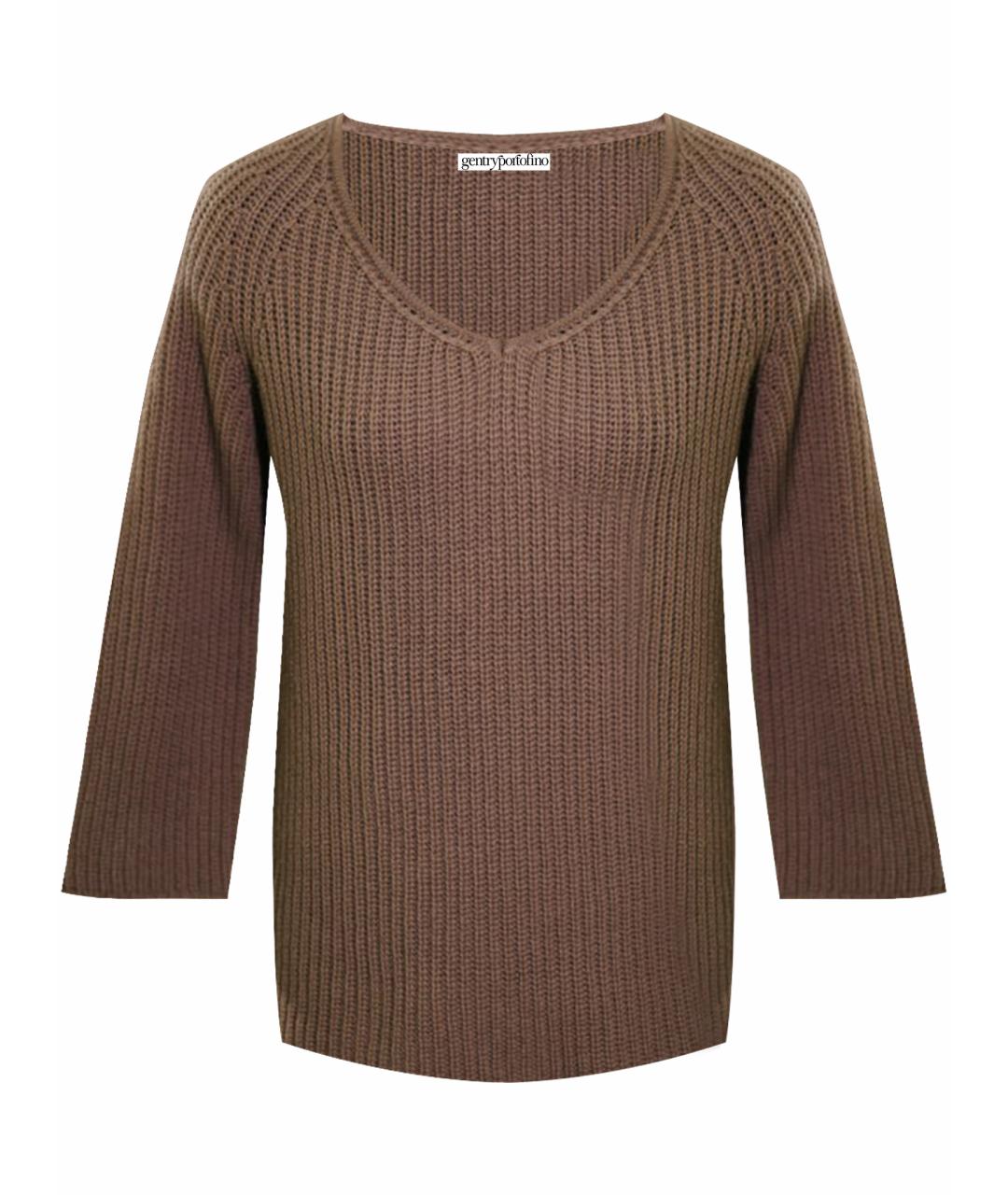 GENTRY PORTOFINO Коричневый шерстяной джемпер / свитер, фото 1