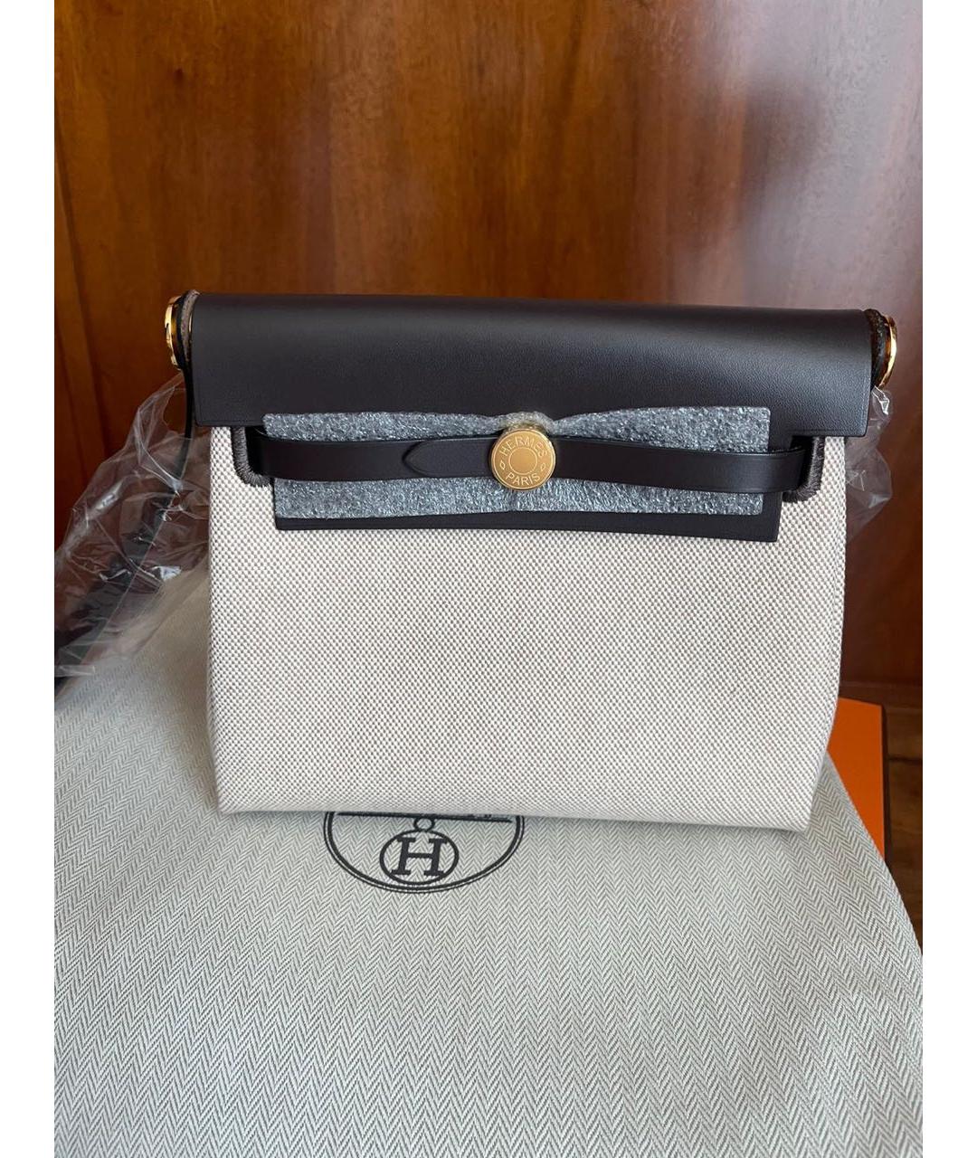 HERMES Коричневая тканевая сумка через плечо, фото 2