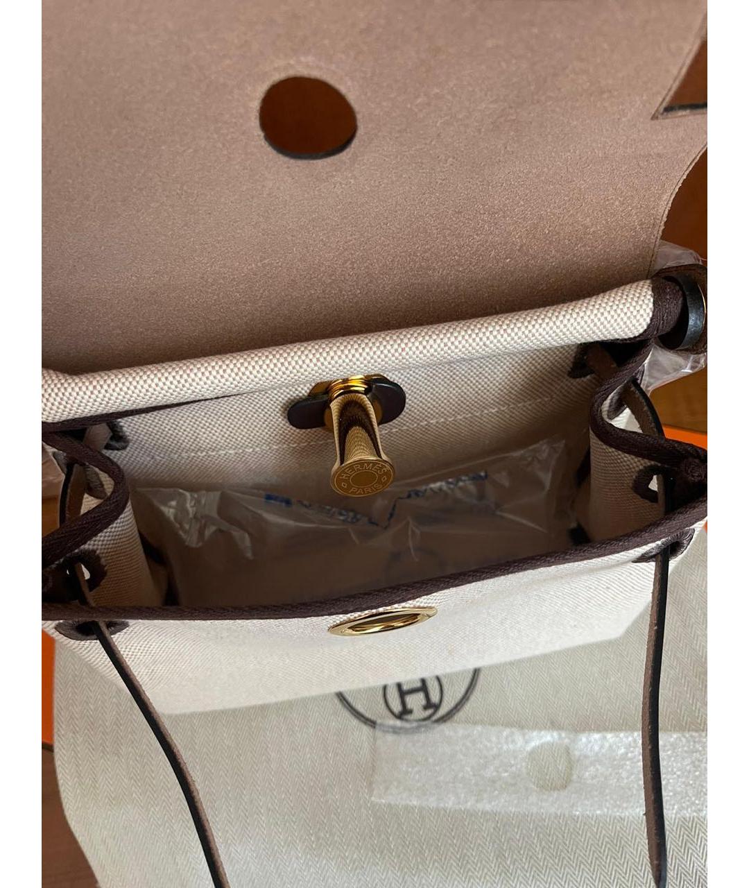 HERMES Коричневая тканевая сумка через плечо, фото 4