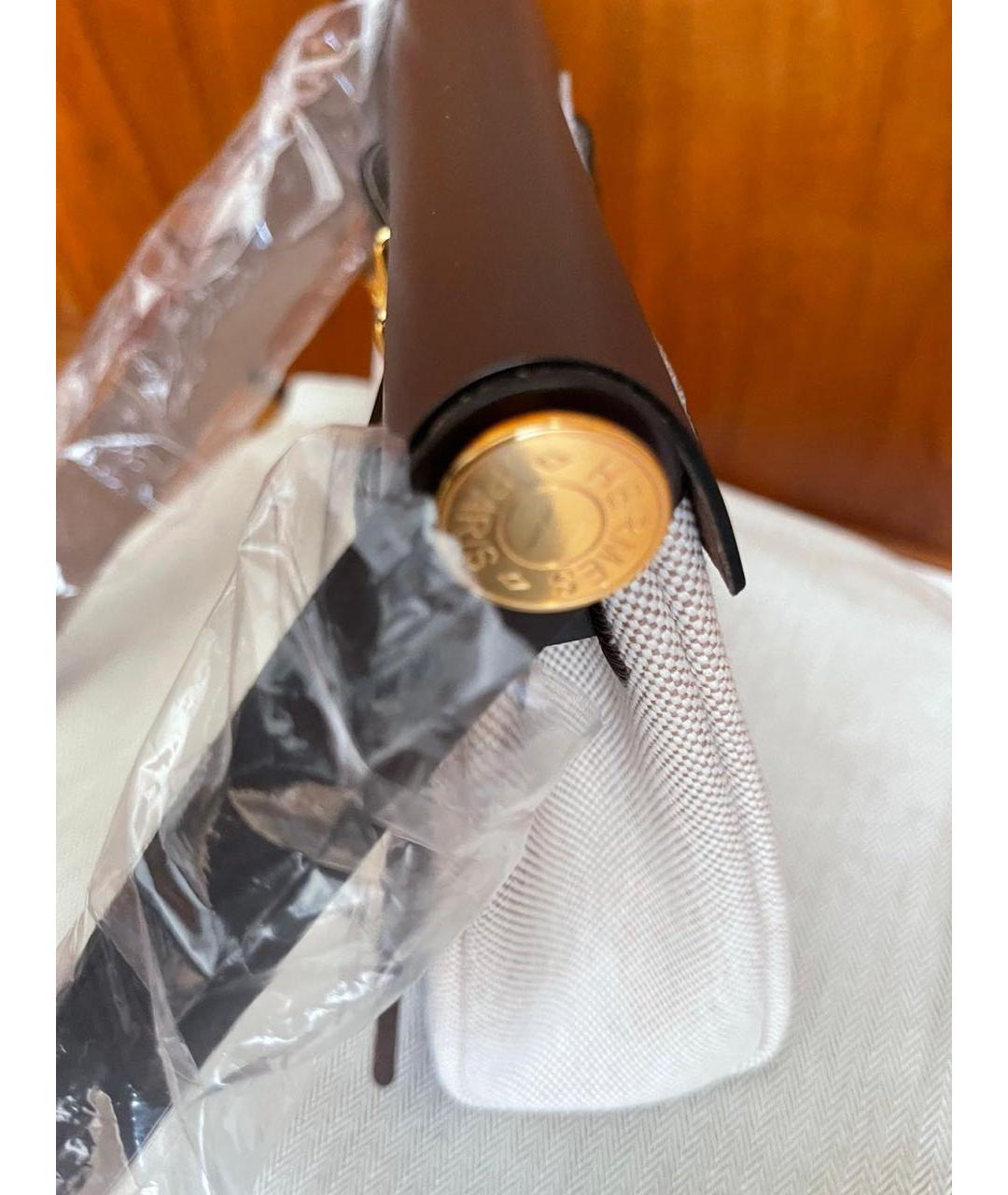 HERMES Коричневая тканевая сумка через плечо, фото 6