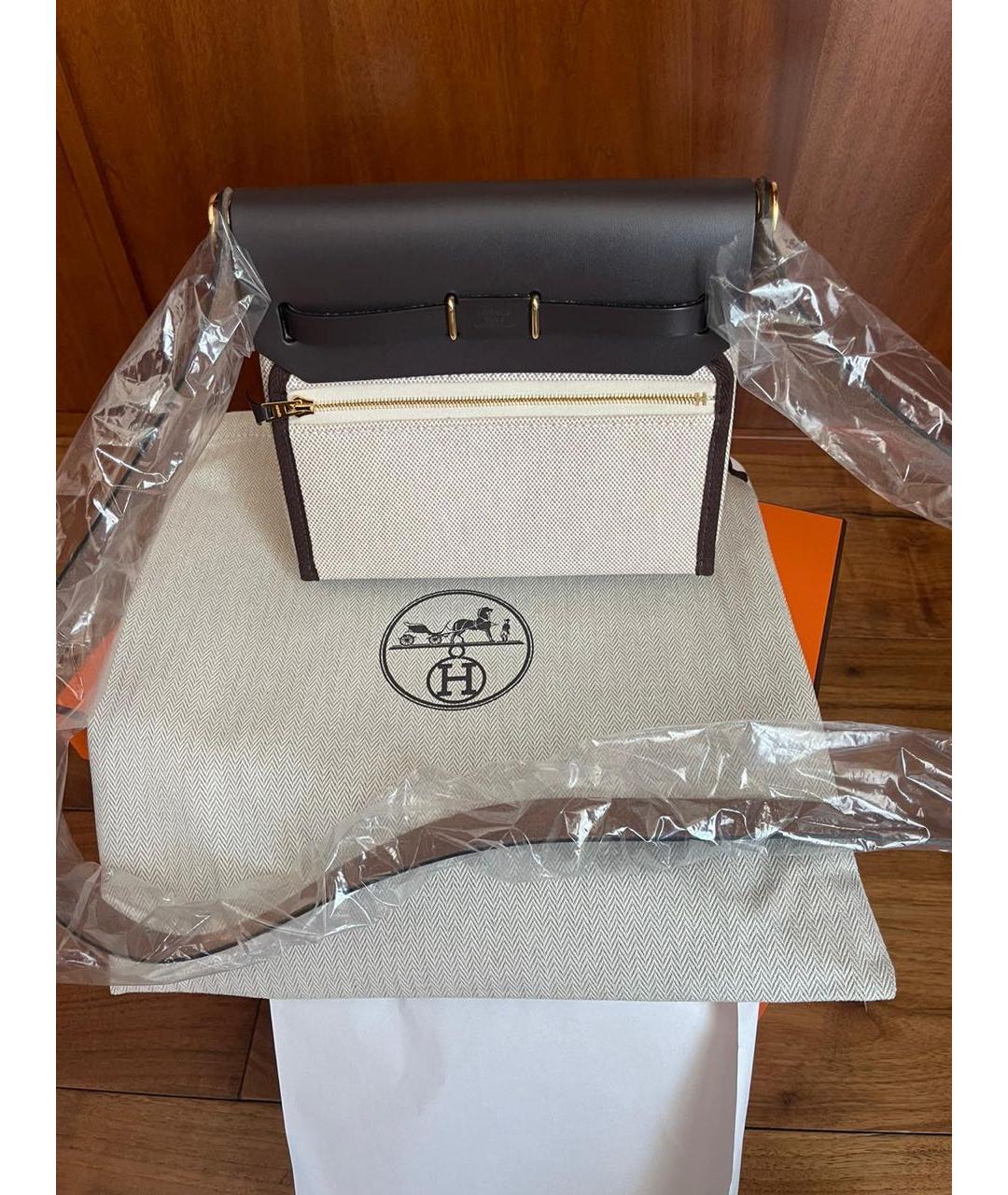 HERMES Коричневая тканевая сумка через плечо, фото 3