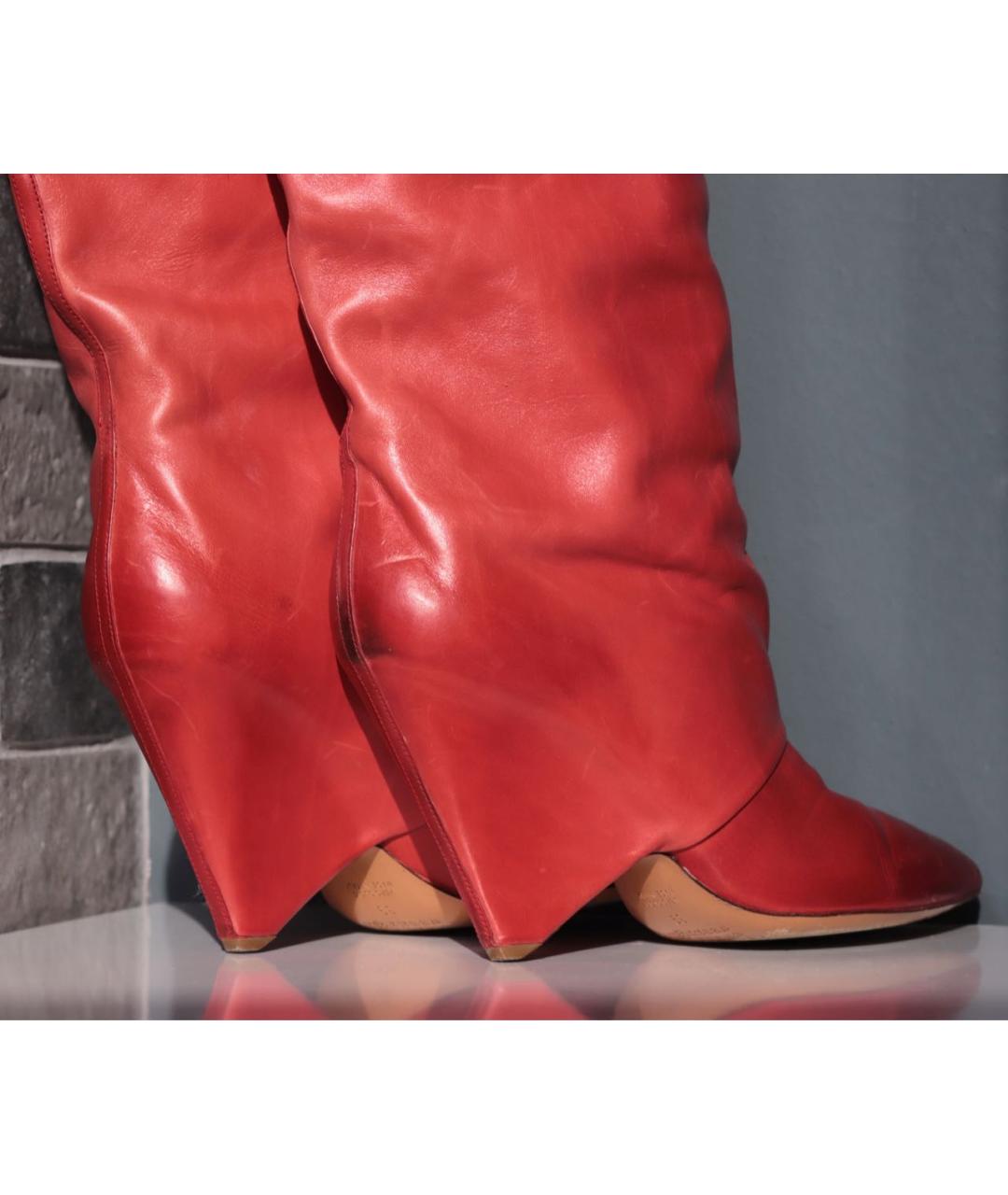 MAISON MARGIELA Красные кожаные сапоги, фото 6