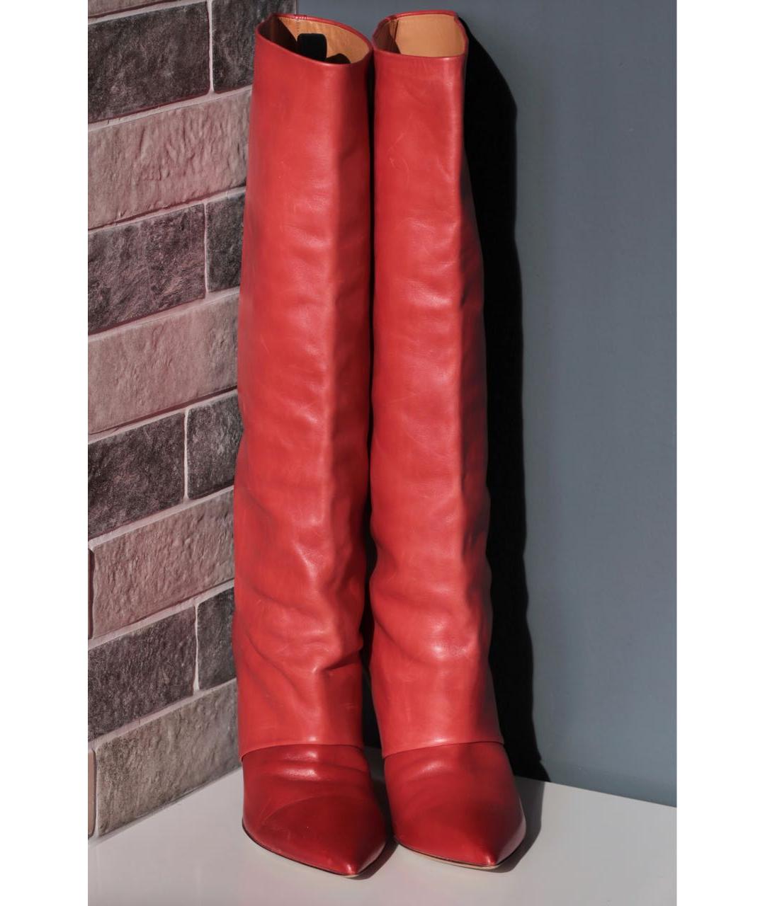 MAISON MARGIELA Красные кожаные сапоги, фото 2