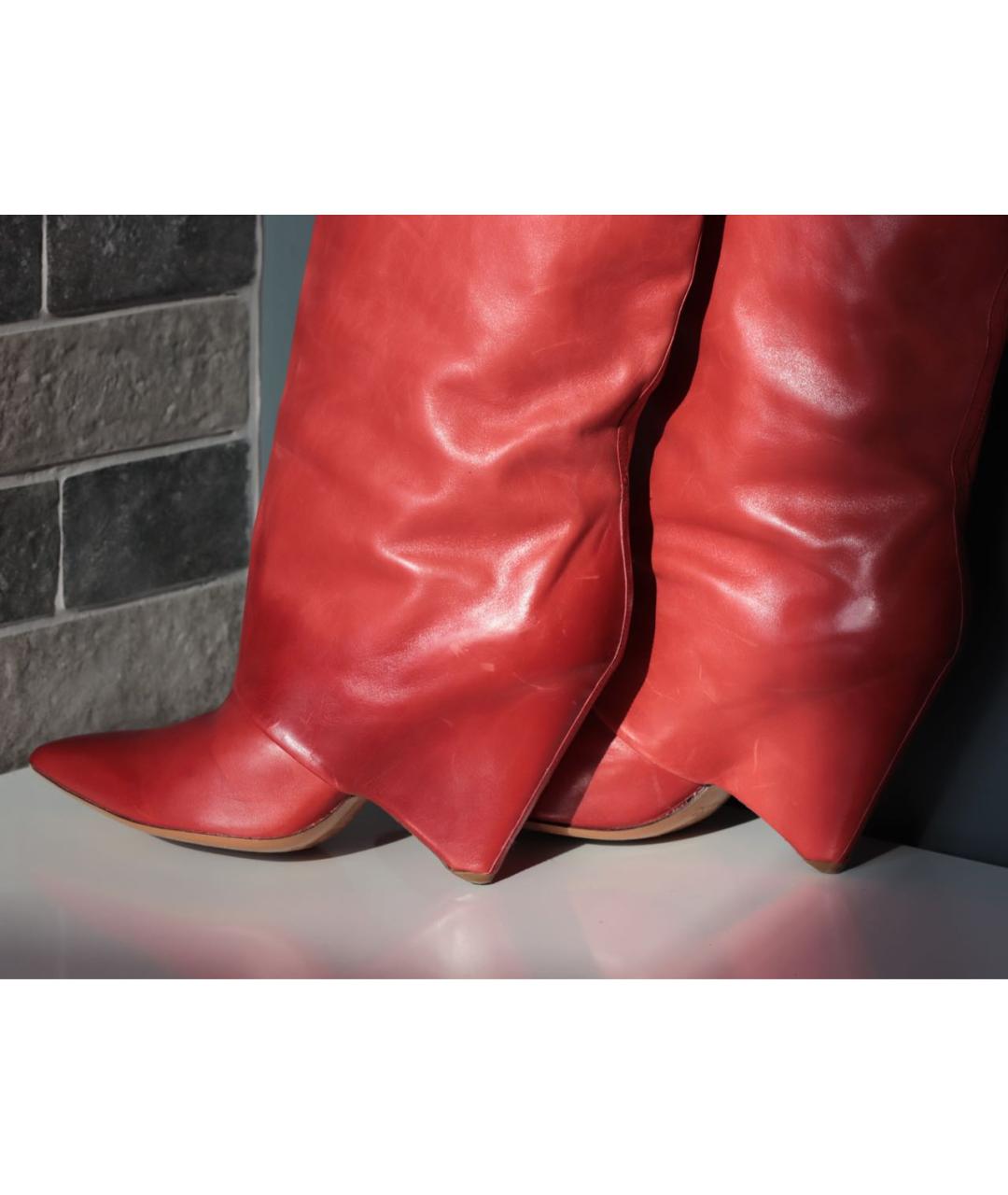 MAISON MARGIELA Красные кожаные сапоги, фото 7