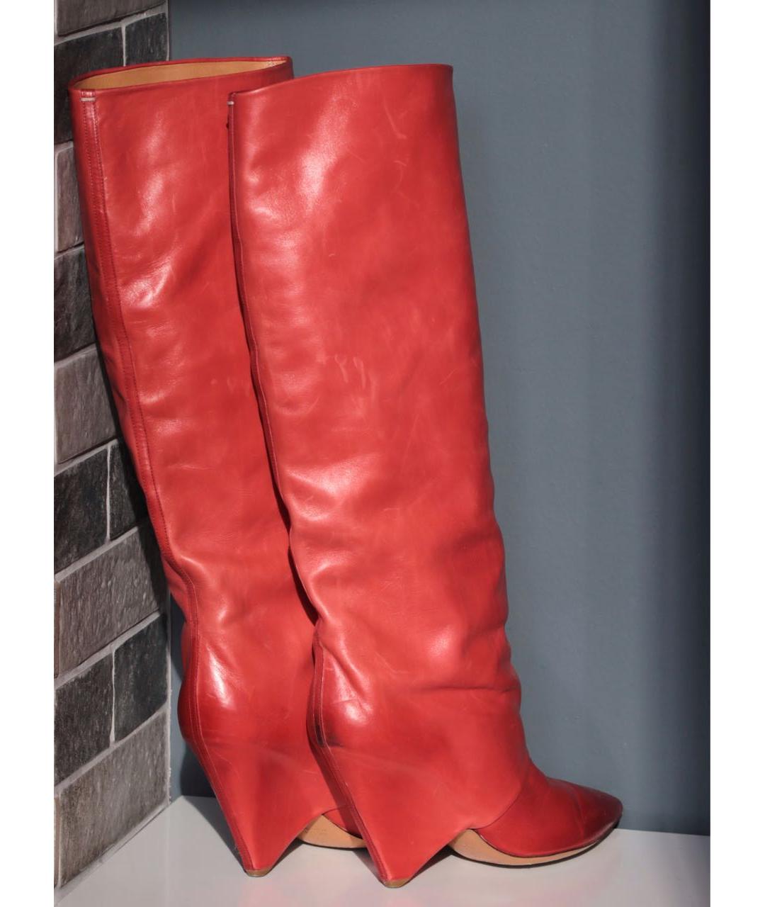 MAISON MARGIELA Красные кожаные сапоги, фото 5