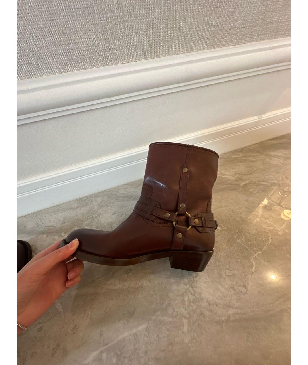 ISABEL MARANT Коричневые кожаные полусапоги, фото 7