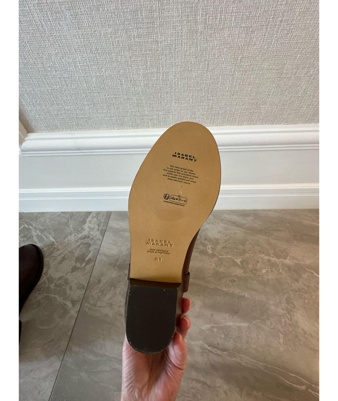 ISABEL MARANT Коричневые кожаные полусапоги, фото 8